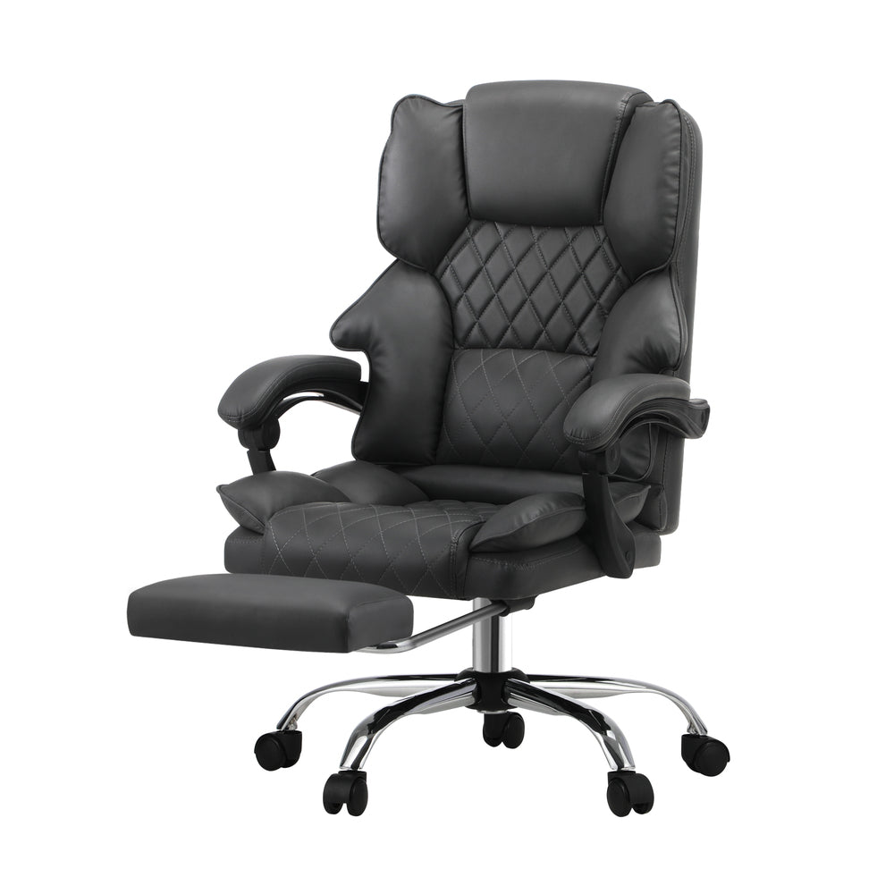 NNEED Massage Office Chair PU Footrest Grey-2