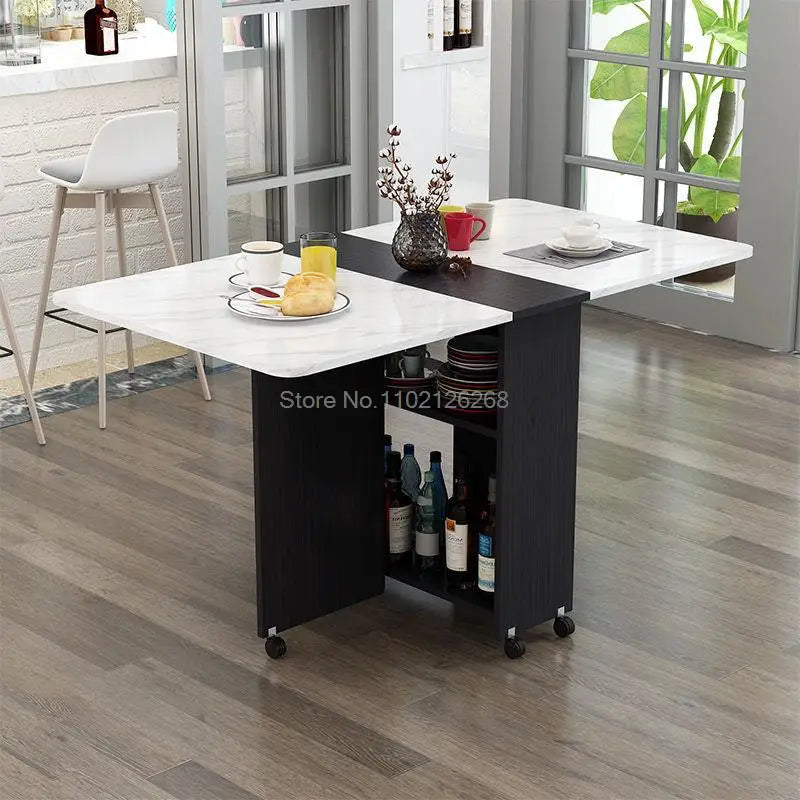 Folding Dining Table Modern Simplicity Multifunctional Movable Storage Kitchen Table Home Furniture Living Room Extendable Table
