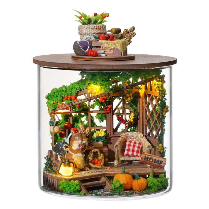 Wooden Mini DIY Kit for Doll House Making and Assembling Room Models Toys Home and Bedroom Decorations with Furniture Dollhouse