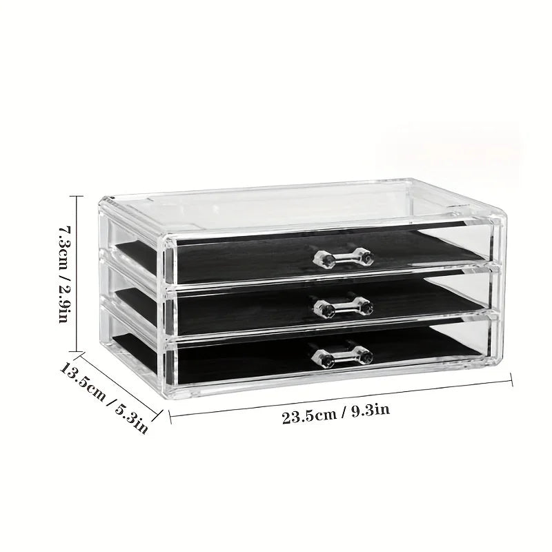 3/5Layer Acrylic Drawer Clear Office Organizer Drawer for Desk, Pencil Holder Large Desk Accessories Display Caddy for Home