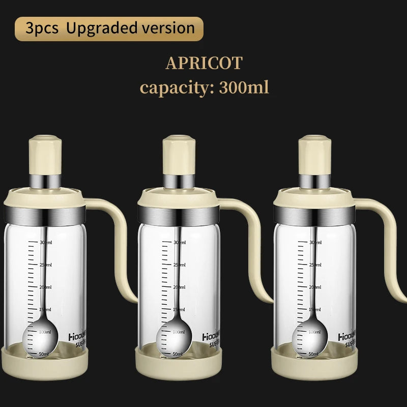 1Pc Spice Seasoning Bottle Kitchen Supplies Glass Transparent Sugar Bottle with Spoon Seasoning Bottle Salt and Pepper Bottle