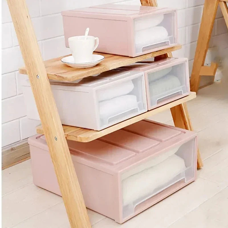 Drawer Clothes Storage Box Transparent Plastic Storage Drawesr Wardrobe Sundry Organizer Household Cabinet Closet Storage Box