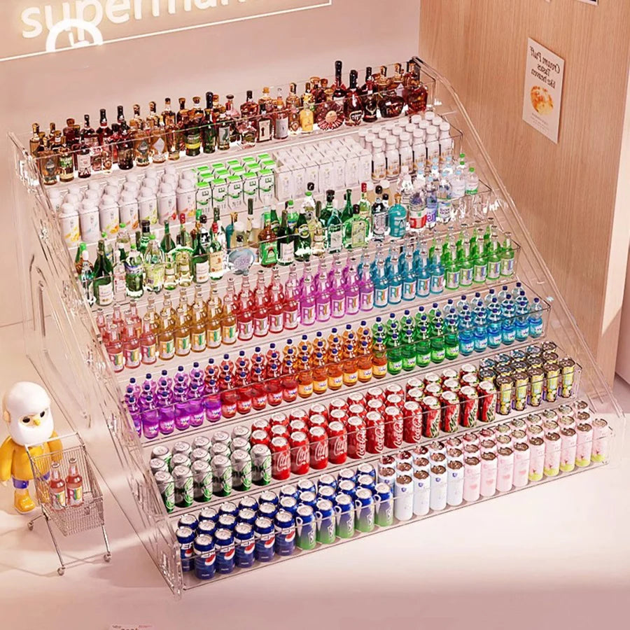 Food and Play Storage Box Element Miniature Wine Bottle Beverage Cabinet Mini Supermarket Mini Shop Model Ornament Storage Rack