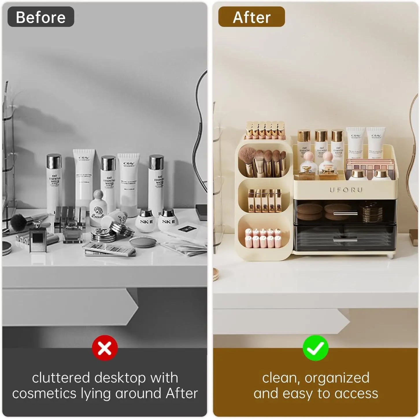 Makeup Organizer with Drawers for Vanity Spacious Cosmetic Display Case ,Perfect Storage Solution for Beauty Essential