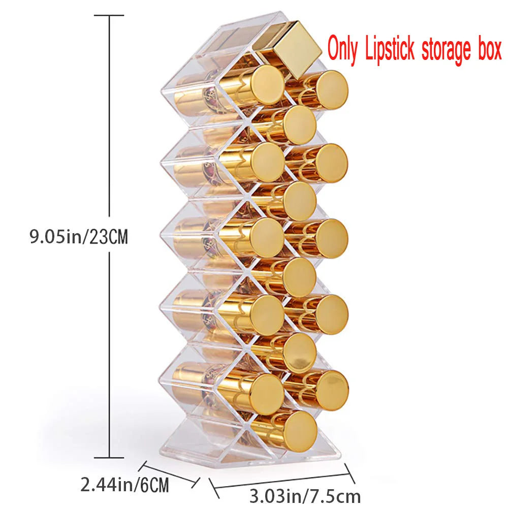 16 Grids Cosmetic Lipstick Jewelry Box Makeup Brushes Holder Lipstick Storage Box Acrylic Makeup Organizer Storage Case