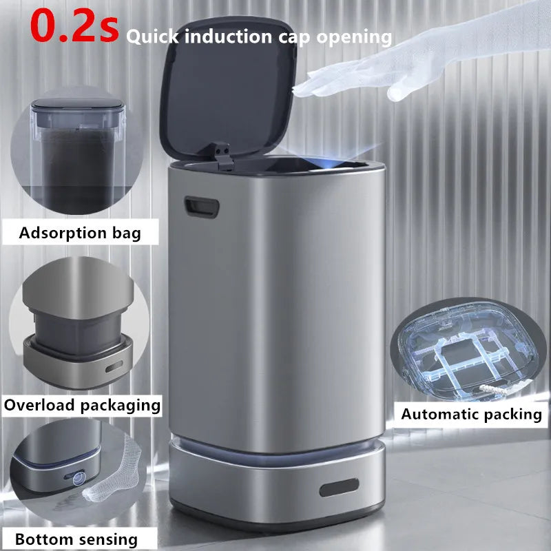 13L Smart Trash Can Large Capacity Rubbish Bathroom Garbage Electric Dustbin Home Kitchen Type Automatic Packing Trash Can