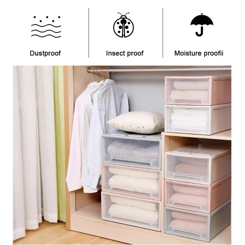 Drawer Clothes Storage Box Transparent Plastic Storage Drawesr Wardrobe Sundry Organizer Household Cabinet Closet Storage Box
