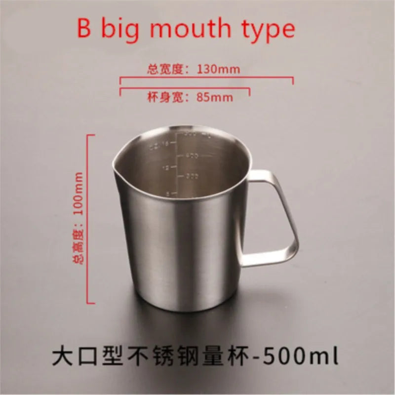 1PC 350-1000/2000Ml Lab 304 Stainless Steel Lab Beaker Measuring Cups Graduated Liquid Metal Tools with Inner Scale and Cover