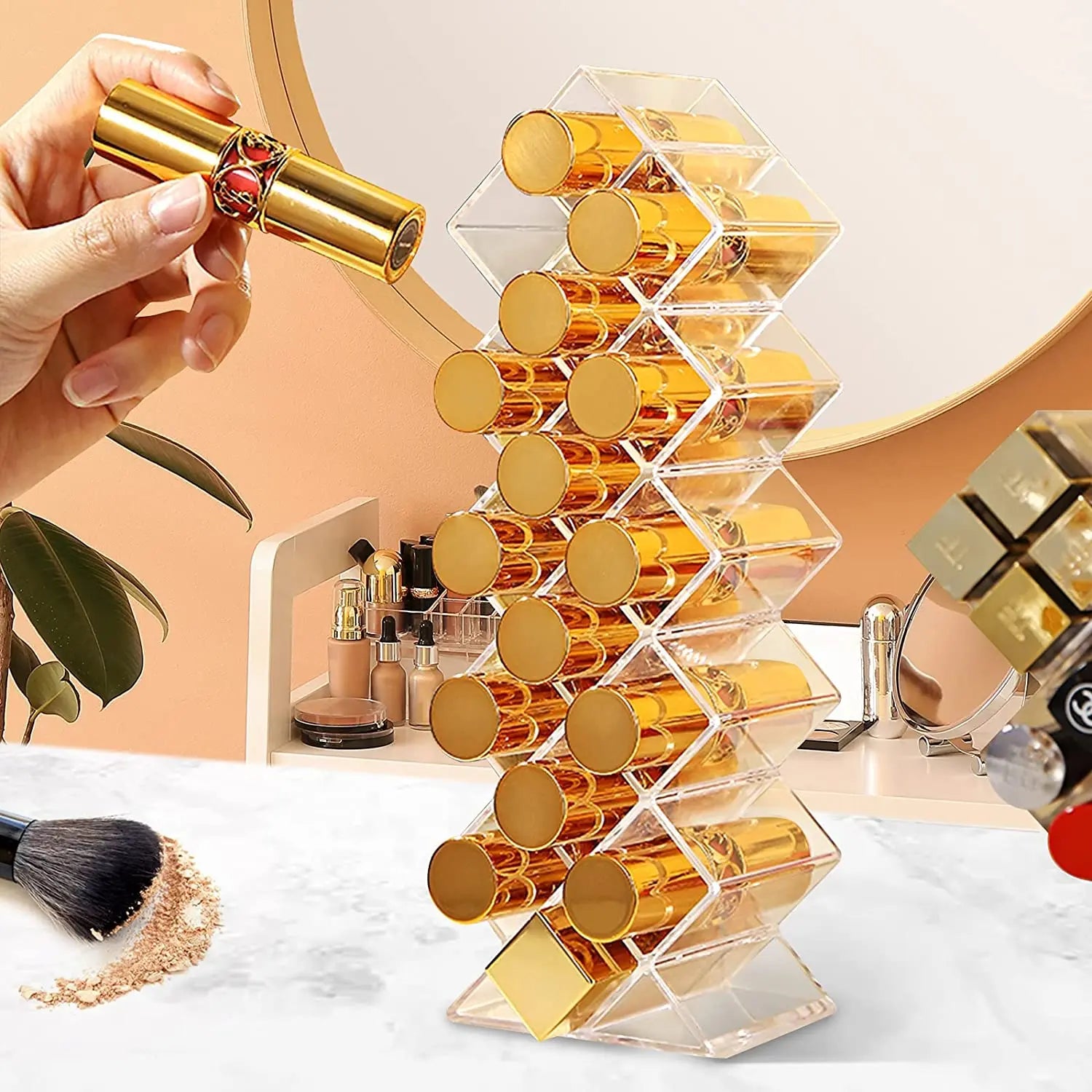 16 Grids Cosmetic Lipstick Jewelry Box Makeup Brushes Holder Lipstick Storage Box Acrylic Makeup Organizer Storage Case