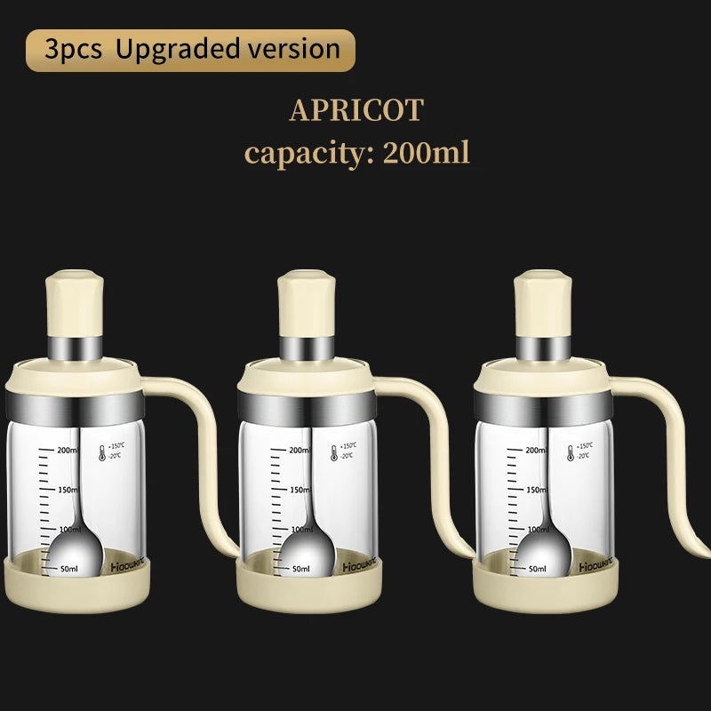 1Pc Spice Seasoning Bottle Kitchen Supplies Glass Transparent Sugar Bottle with Spoon Seasoning Bottle Salt and Pepper Bottle