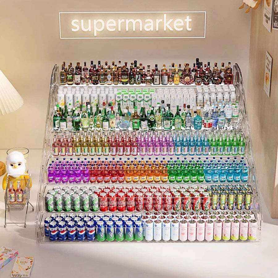 Food and Play Storage Box Element Miniature Wine Bottle Beverage Cabinet Mini Supermarket Mini Shop Model Ornament Storage Rack
