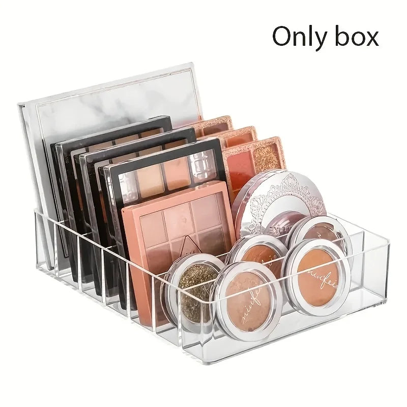 7-Compartment Clear Plastic Makeup Organizer - Lipstick & Eyeshadow Holder, Cosmetic Storage Tray for Bathroom Essentials