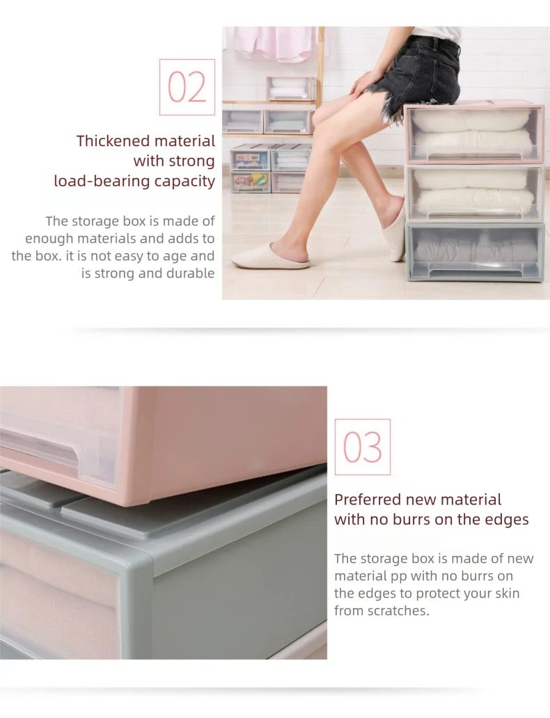 Drawer Clothes Storage Box Transparent Plastic Storage Drawesr Wardrobe Sundry Organizer Household Cabinet Closet Storage Box