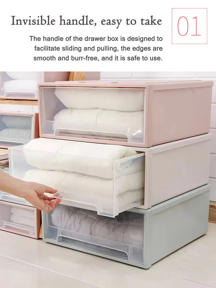 Drawer Clothes Storage Box Transparent Plastic Storage Drawesr Wardrobe Sundry Organizer Household Cabinet Closet Storage Box
