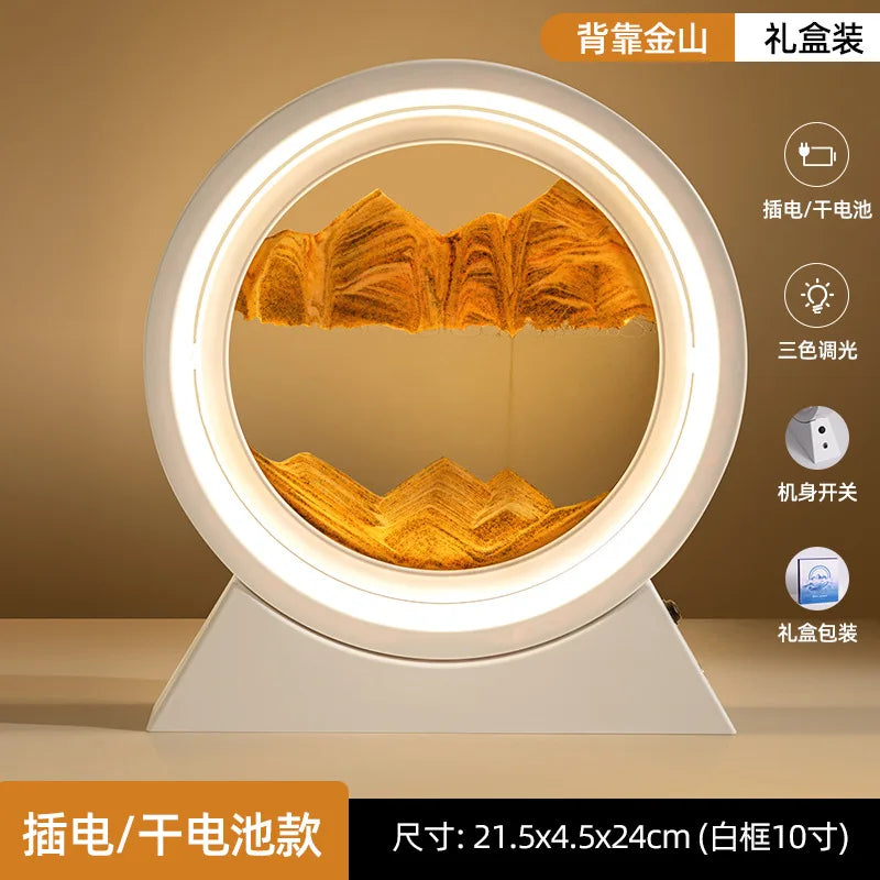 Modern Geometric Sand Art Desk Lamp - Adjustable Brightness, USB Powered, No Battery Needed, Ideal for Bedroom & Office Decor