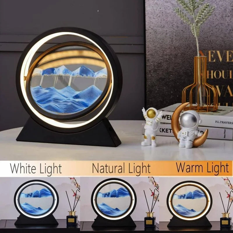 Modern Geometric Sand Art Desk Lamp - Adjustable Brightness, USB Powered, No Battery Needed, Ideal for Bedroom & Office Decor