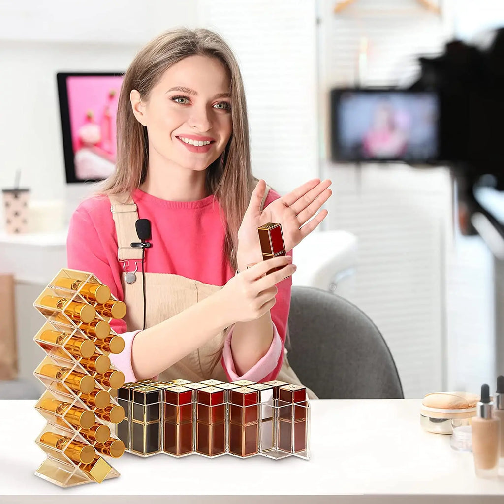 16 Grids Cosmetic Lipstick Jewelry Box Makeup Brushes Holder Lipstick Storage Box Acrylic Makeup Organizer Storage Case