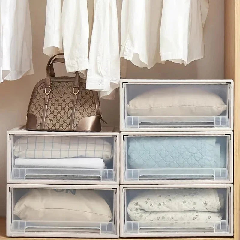 Drawer Clothes Storage Box Transparent Plastic Storage Drawesr Wardrobe Sundry Organizer Household Cabinet Closet Storage Box