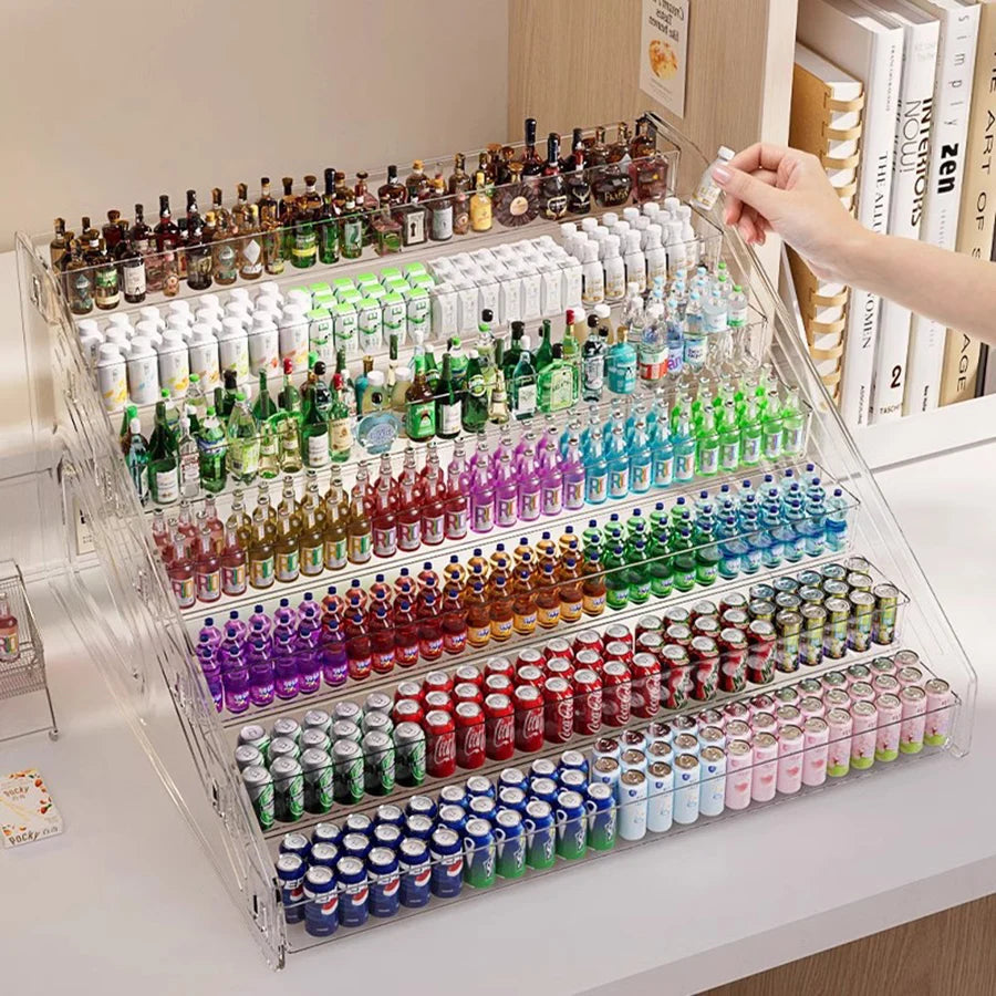 Food and Play Storage Box Element Miniature Wine Bottle Beverage Cabinet Mini Supermarket Mini Shop Model Ornament Storage Rack