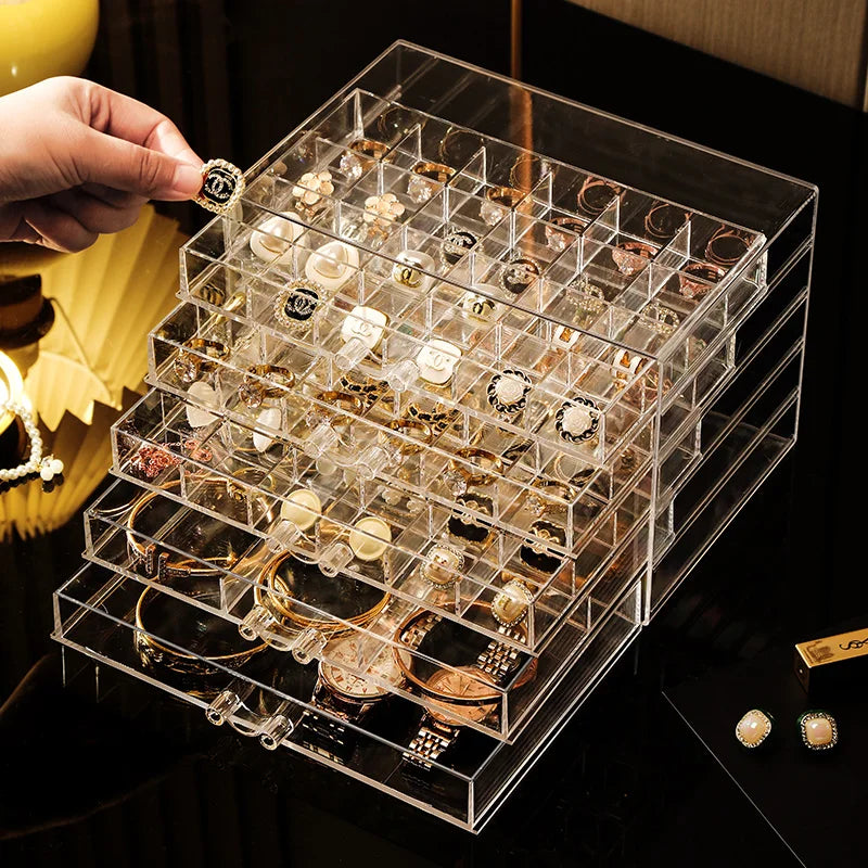 Earring Storage Box Large Capacity Multi-Layer Exquisite Earring Jewelry Transparent Acrylic Antioxidant Jewelry Box