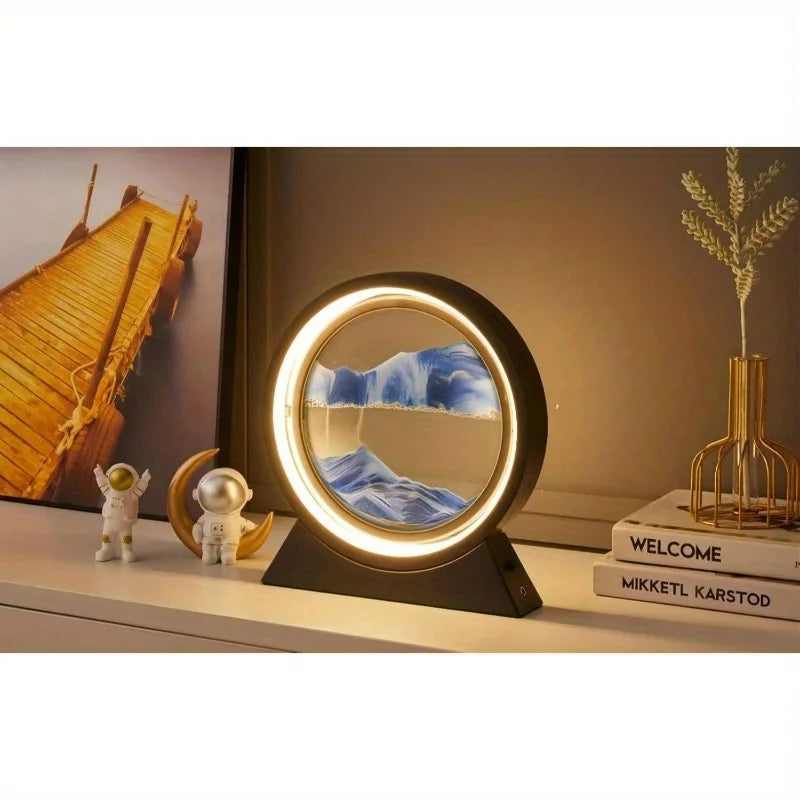 Modern Geometric Sand Art Desk Lamp - Adjustable Brightness, USB Powered, No Battery Needed, Ideal for Bedroom & Office Decor