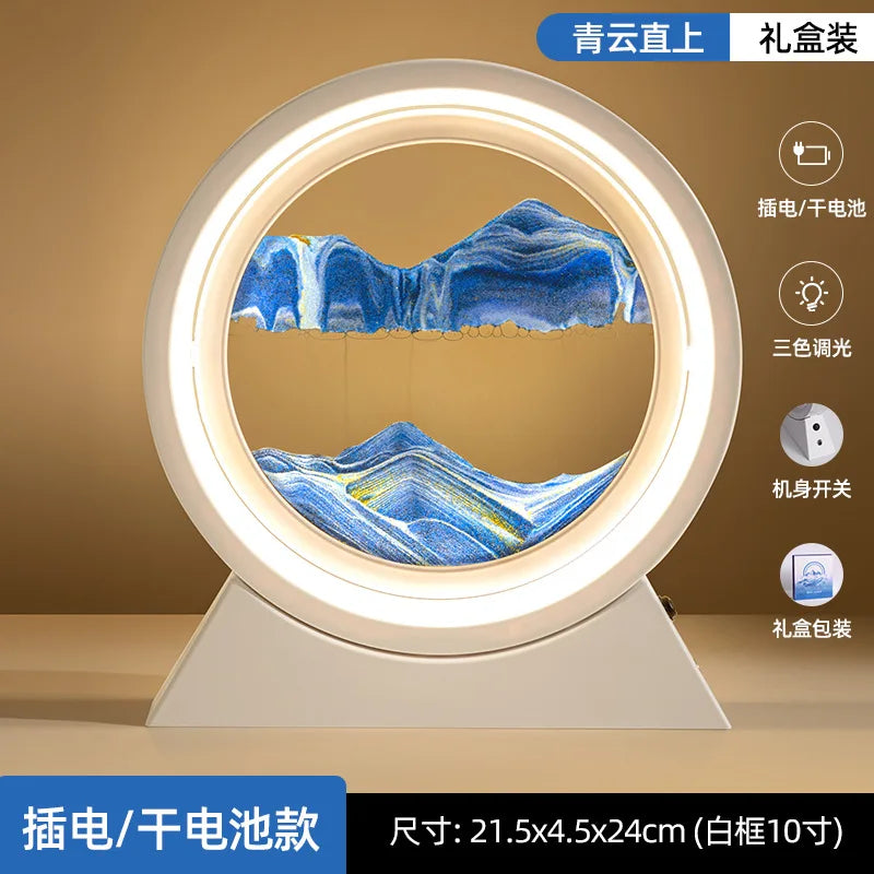 Modern Geometric Sand Art Desk Lamp - Adjustable Brightness, USB Powered, No Battery Needed, Ideal for Bedroom & Office Decor