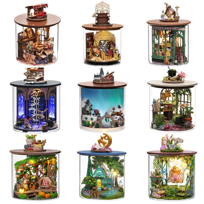Wooden Mini DIY Kit for Doll House Making and Assembling Room Models Toys Home and Bedroom Decorations with Furniture Dollhouse