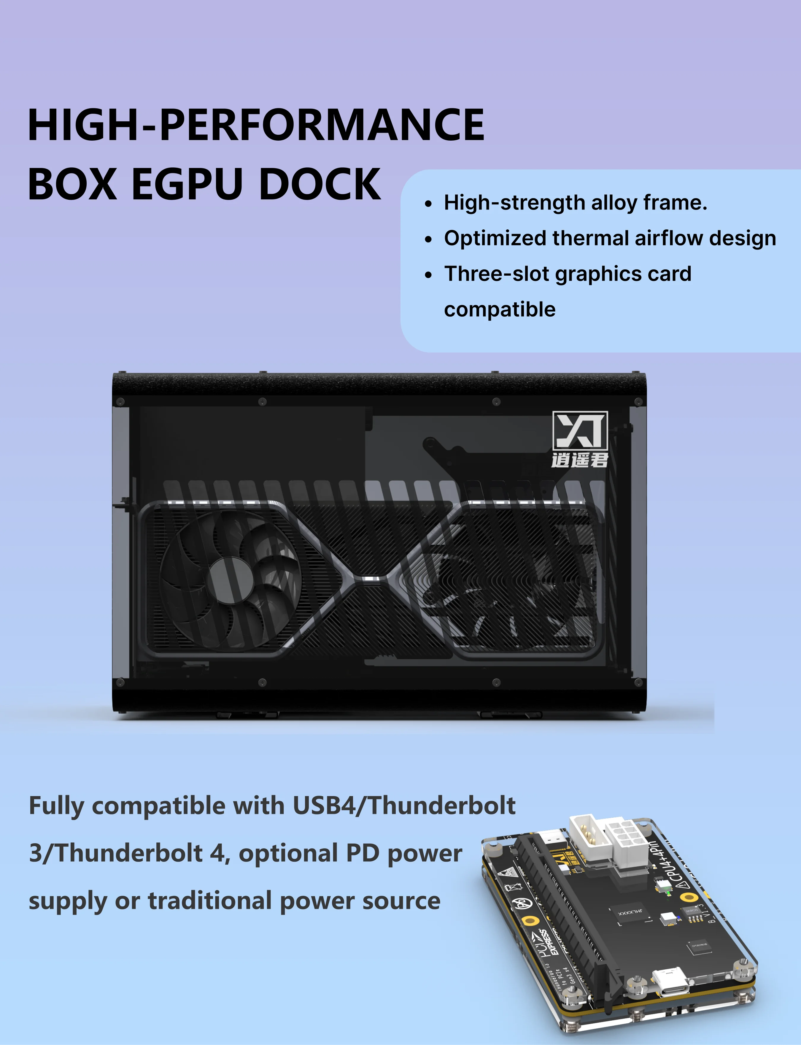 XIAOYAO Xydockb Thunderbolt Egpu Dock 60W PD/120W Dc/22Gbps Bandwidth/Jhl6340/Rtx4090/Rx7900Xtx