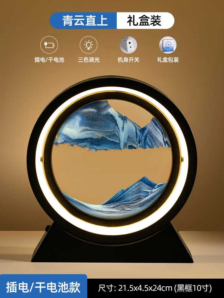 Modern Geometric Sand Art Desk Lamp - Adjustable Brightness, USB Powered, No Battery Needed, Ideal for Bedroom & Office Decor