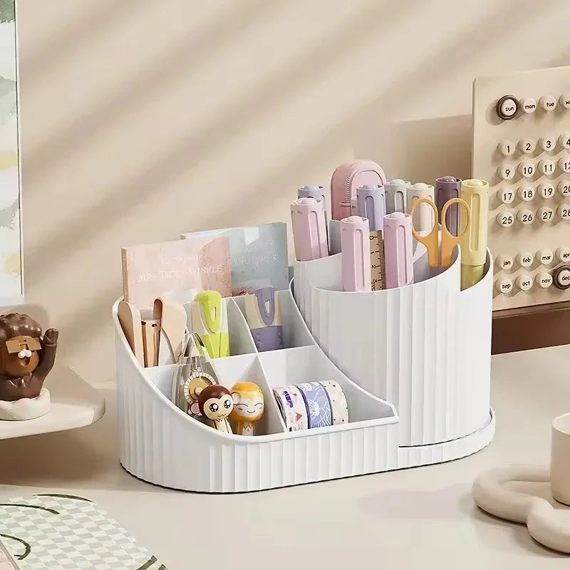 360° Rotating Vanity Makeup Organizer with Brush Holder, Large Spinning Cosmetic Storage for Skincare, Perfumes and Lotions