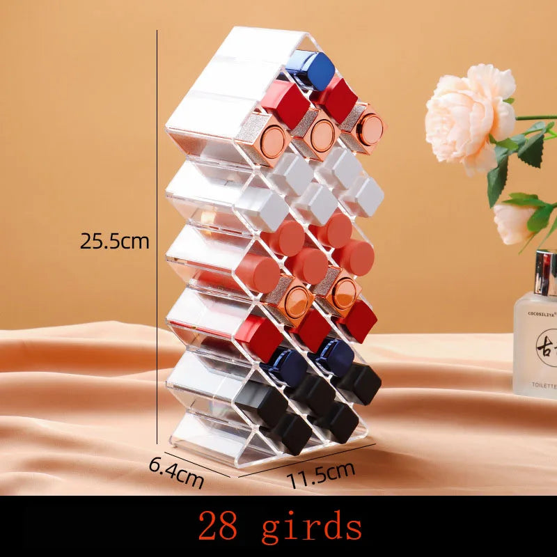 16 Grids Cosmetic Lipstick Jewelry Box Makeup Brushes Holder Lipstick Storage Box Acrylic Makeup Organizer Storage Case