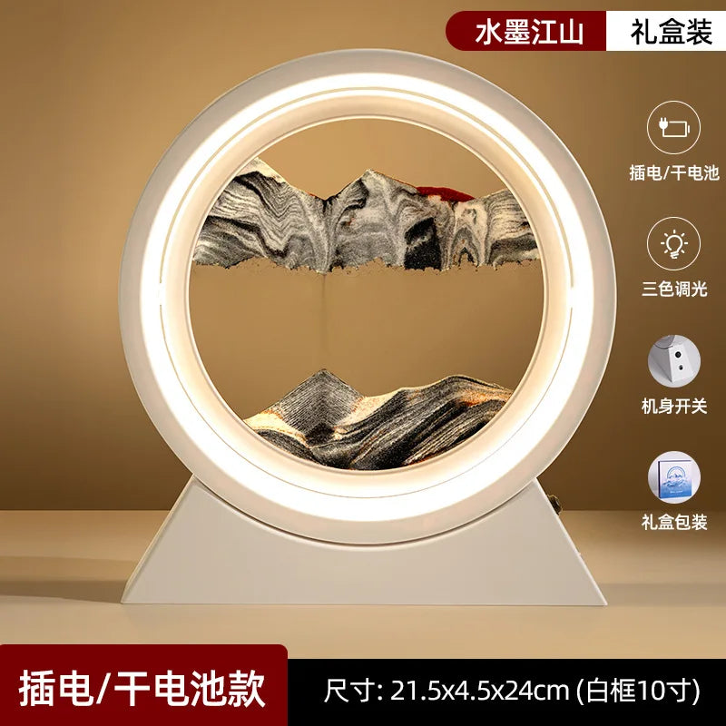 Modern Geometric Sand Art Desk Lamp - Adjustable Brightness, USB Powered, No Battery Needed, Ideal for Bedroom & Office Decor