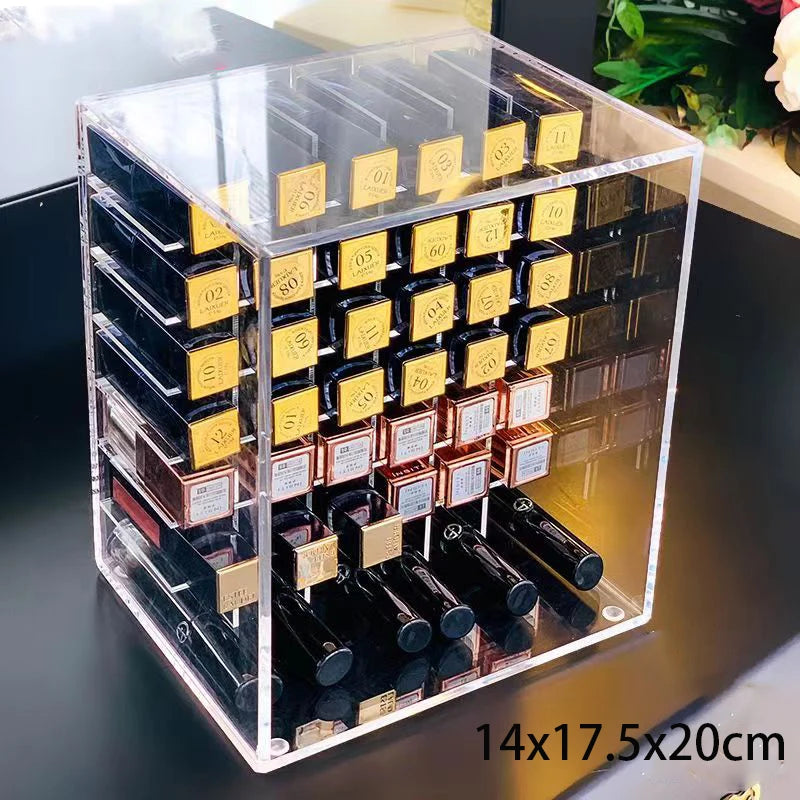 Deluxe Model 42/66 Holes Transparent Acrylic Lipstick Organizer Cosmetic Skincare Products Dustproof Display Shelf