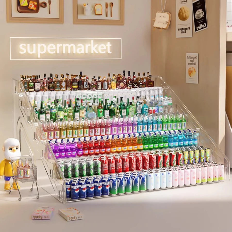 Food and Play Storage Box Element Miniature Wine Bottle Beverage Cabinet Mini Supermarket Mini Shop Model Ornament Storage Rack