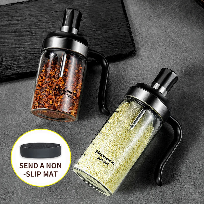 1Pc Spice Seasoning Bottle Kitchen Supplies Glass Transparent Sugar Bottle with Spoon Seasoning Bottle Salt and Pepper Bottle
