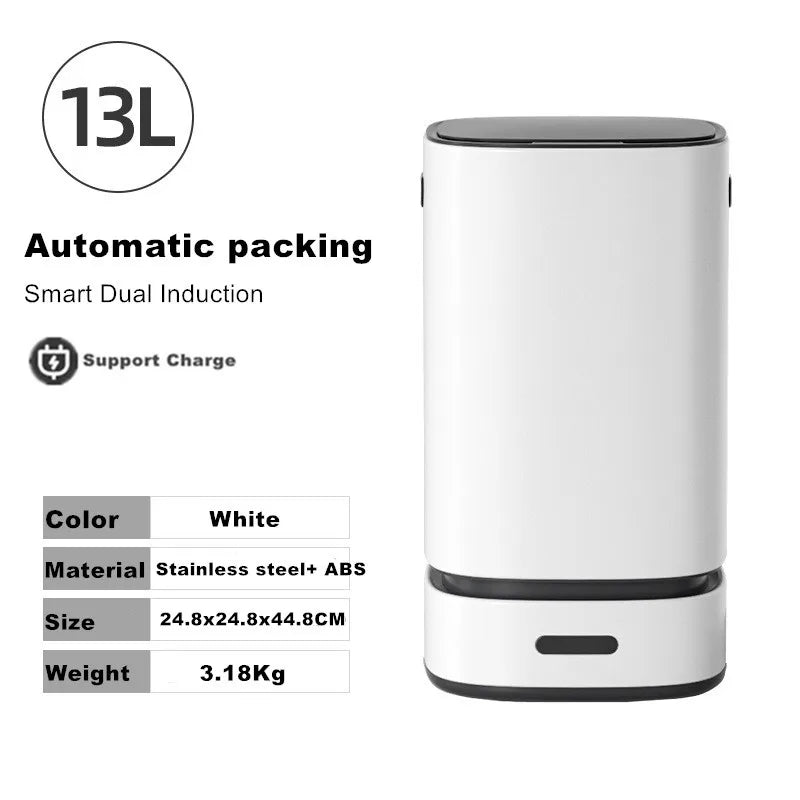 13L Smart Trash Can Large Capacity Rubbish Bathroom Garbage Electric Dustbin Home Kitchen Type Automatic Packing Trash Can