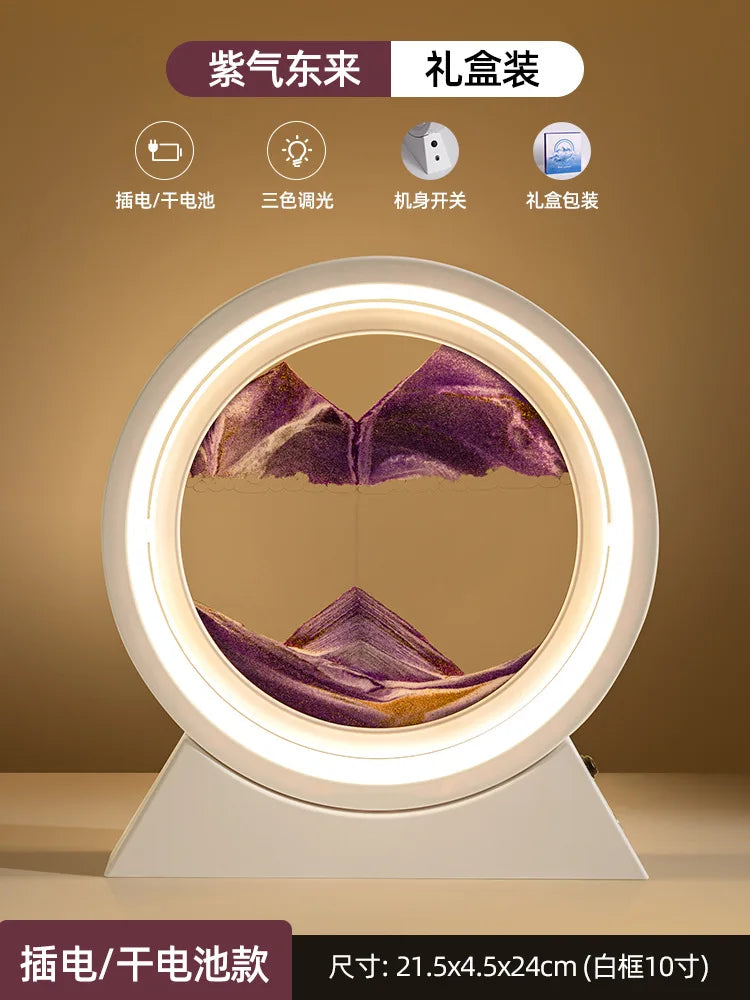 Modern Geometric Sand Art Desk Lamp - Adjustable Brightness, USB Powered, No Battery Needed, Ideal for Bedroom & Office Decor