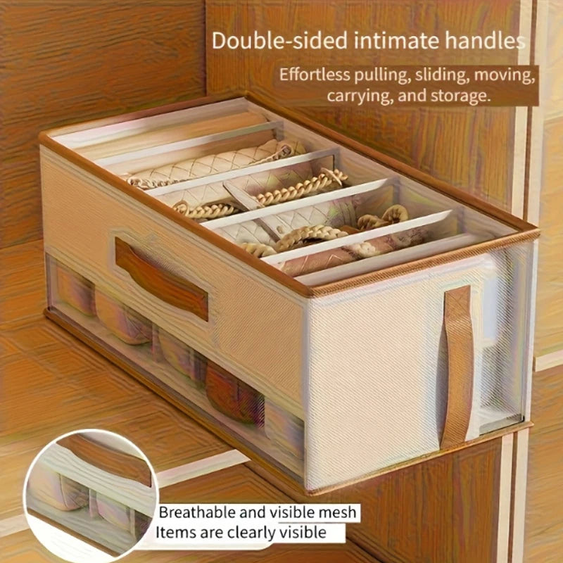 ​Large Capacity Handbag Organizer Box Multi-Purpose Open Top Storage Box Wardrobe Clothes Pants Storage Bins with Dividers