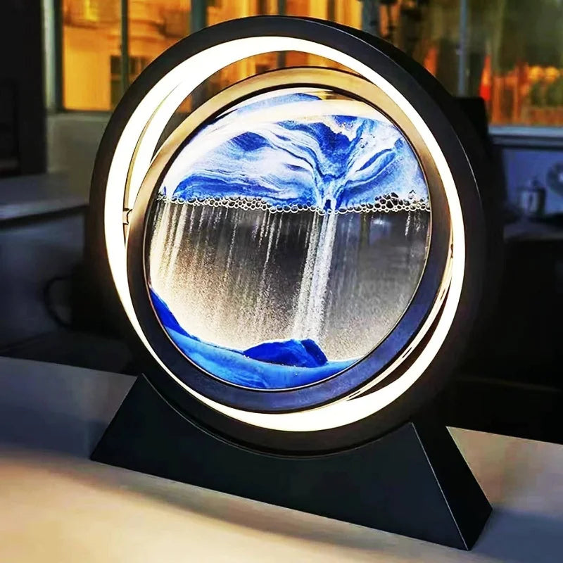 Modern Geometric Sand Art Desk Lamp - Adjustable Brightness, USB Powered, No Battery Needed, Ideal for Bedroom & Office Decor