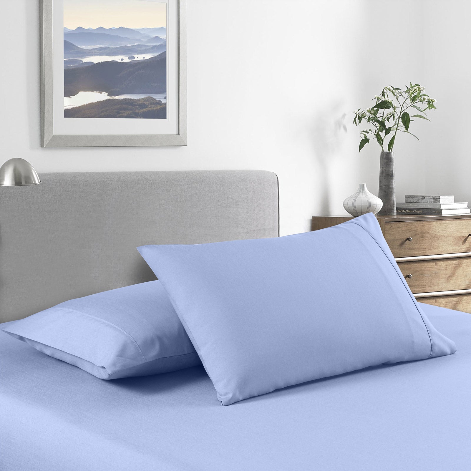 NNEDSZ Comfort 2000 Thread Count Bamboo Cooling Sheet Set Ultra Soft Bedding Single Light Blue-1