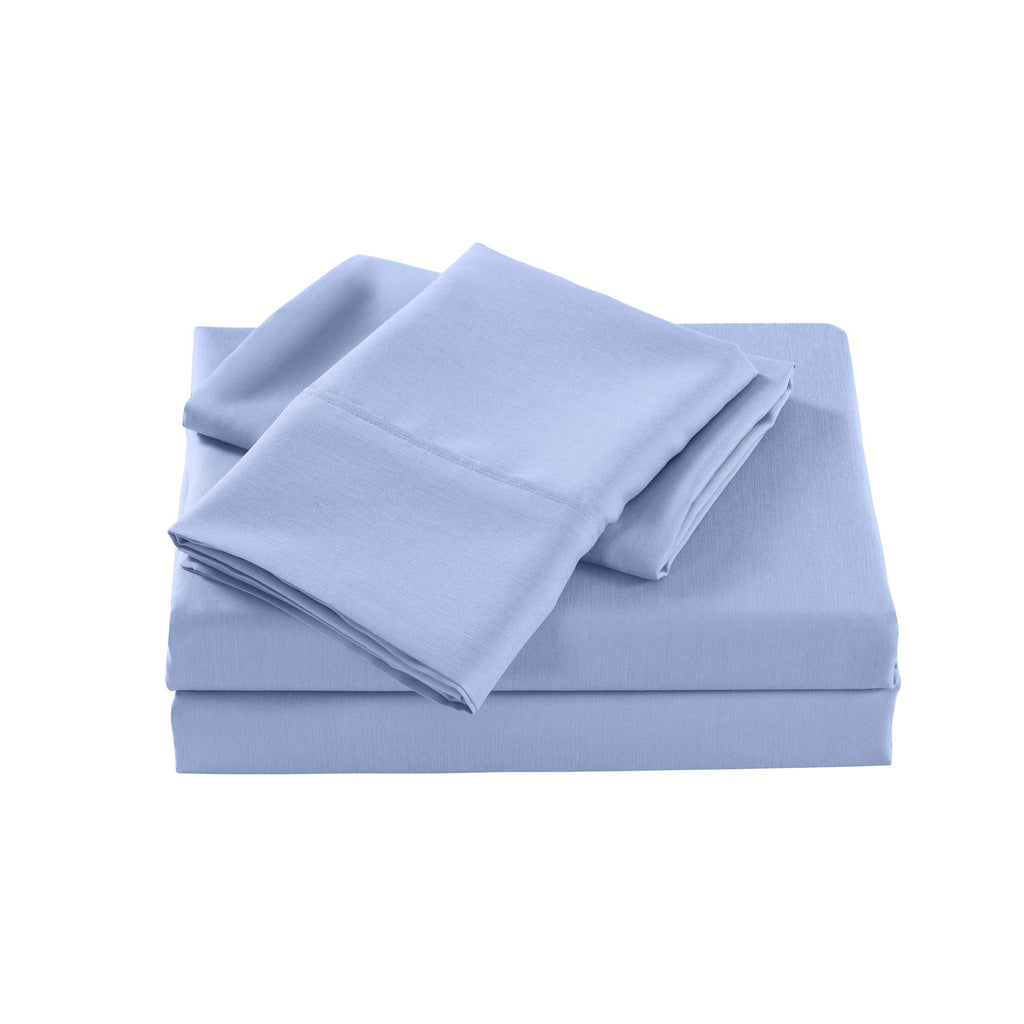 NNEDSZ Comfort 2000 Thread Count Bamboo Cooling Sheet Set Ultra Soft Bedding Single Light Blue-2