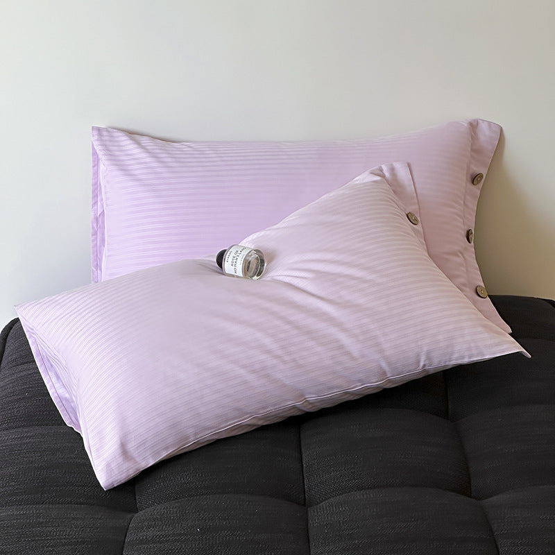 NNEDSZ Purple Pinstripe Long Staple Cotton Sateen Pillowcase Set - Jacquard Striped, Pure Cotton, 48x74cm (Pair)-0