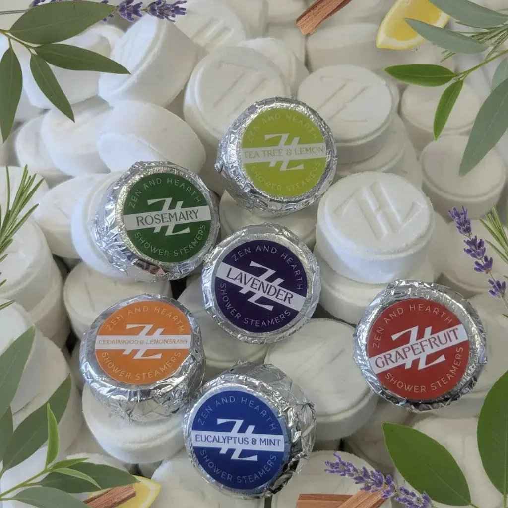 Zen & Hearth Shower Steamers Gift Set for Women – 6 Pack Natural Aromatherapy Shower Bombs for Self-Care and Relaxation