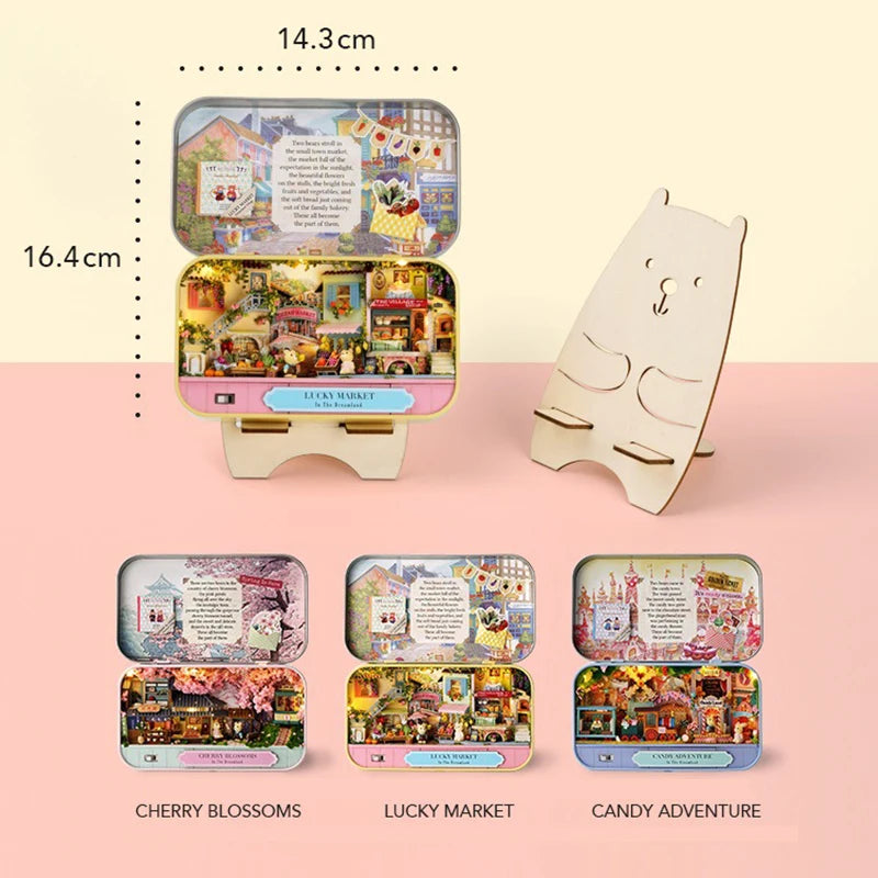 Box Theatre DIY Wooden Dollhouses Miniature Box Cute Doll Houses 3D Puzzle Assemble Building Model Kits Toy for Birthday Gifts