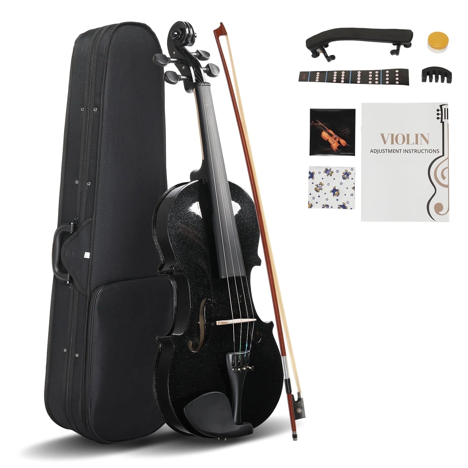 Violin Set Full Size 4/4 for Adults Beginners Students Basswood Black