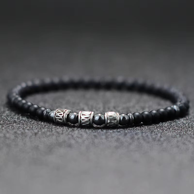 Men 4Mm Stone Bracelet Sanskrit Meditation Yoga Beaded Braclet Casual Jewelry Accessories Pulseira Masculina Gift for Him