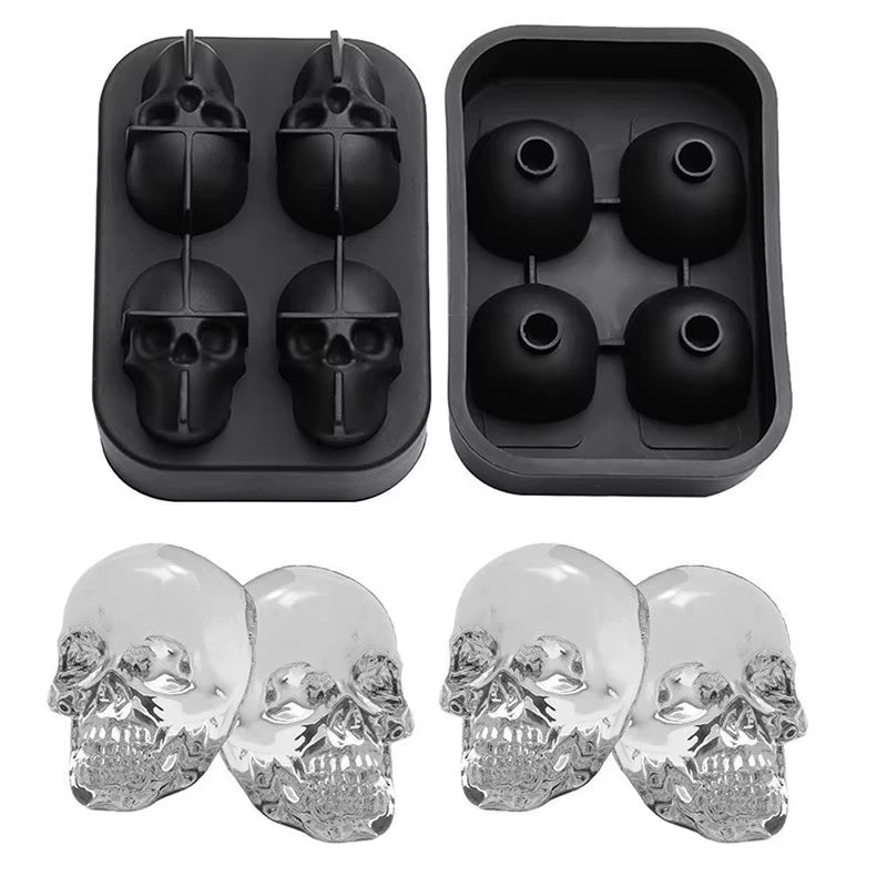 3D Skull Silicone Mold Ice Cube Tray Mould Ice Cube Maker Ice Ball Mold Whiskey Wine Cocktail Ice Cube Mold Ice Ball Mold