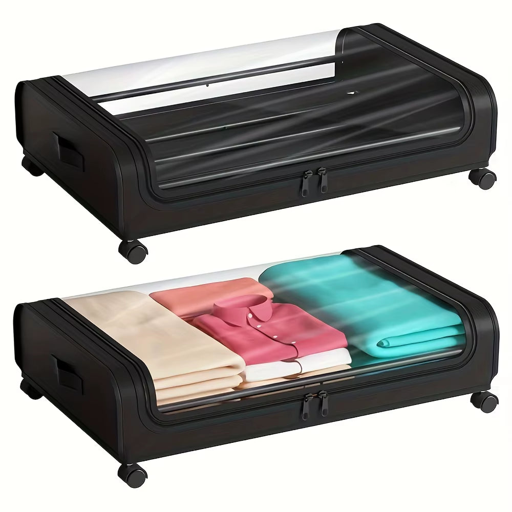 Under Bed Storage Organizer - Underbed Bins with Wheels and Lid for Clothes Bedding Shoes Blankets Books Toys Home Organization