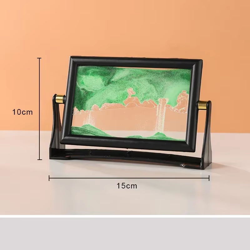 Rotatable Sandscape Moving Sand Art Picture Square Glass 3D in Motion Quicksand Hourglass Creative Flowing Sand Home Decor Gifts