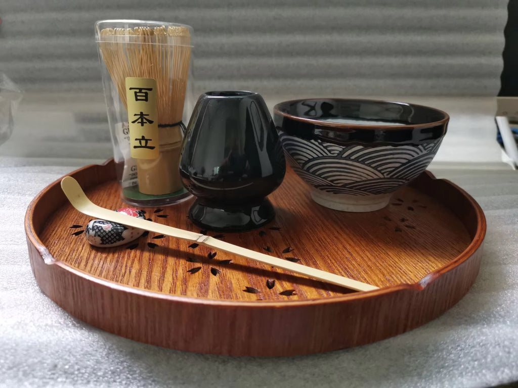 Japanese Matcha Tea Set Matcha Bowl Bamboo Whisk Holder Tray Matcha Set